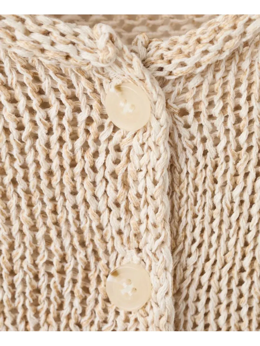 Жилет из футера с пуговицами, модель Buttons Heathered Knit Vest MANGO — изображение 3 из 7, светлый бежевый