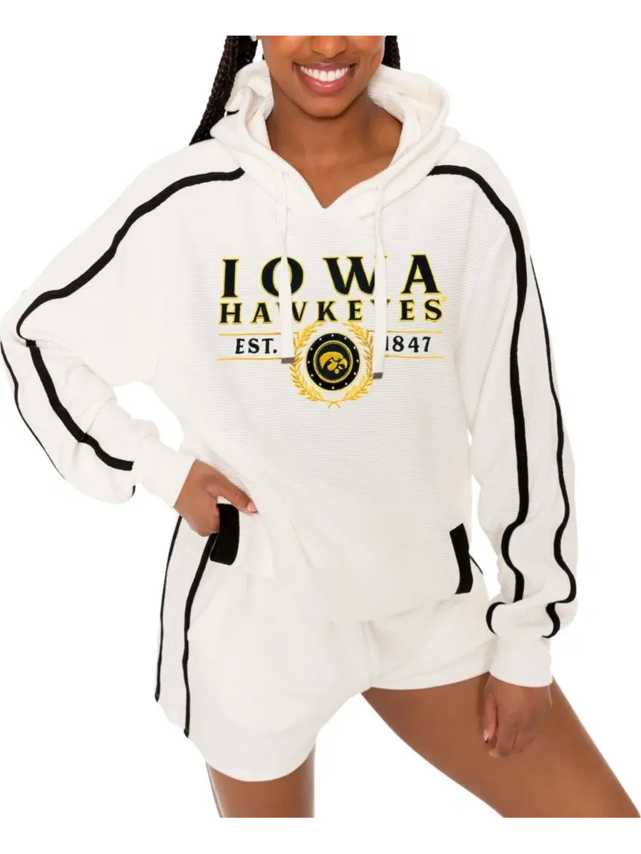 Комплект пуловер-худи и шорт с вышивкой Iowa Hawkeyes Down, Set, Go Gameday Couture — изображение 5 из 5, бежевый