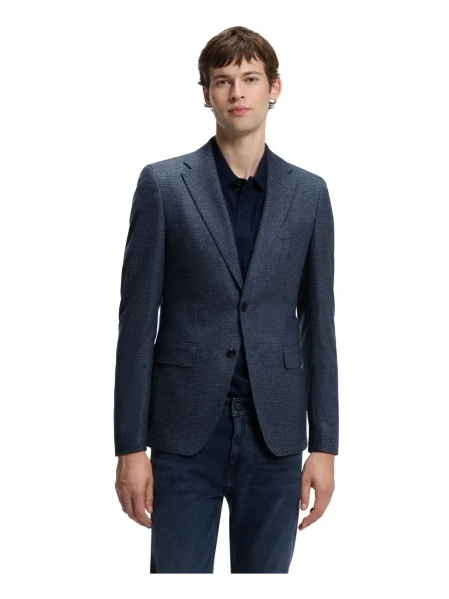 Пиджак с принтом Wool-Cashmere Slim-Fit Blazer Hugo Boss