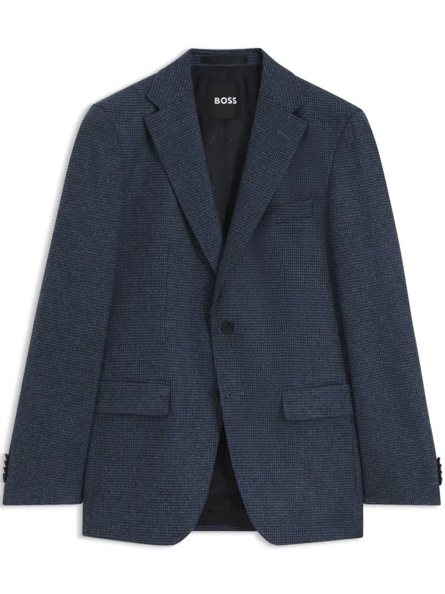 Пиджак с принтом Wool-Cashmere Slim-Fit Blazer Hugo Boss — изображение 2 из 6, синий