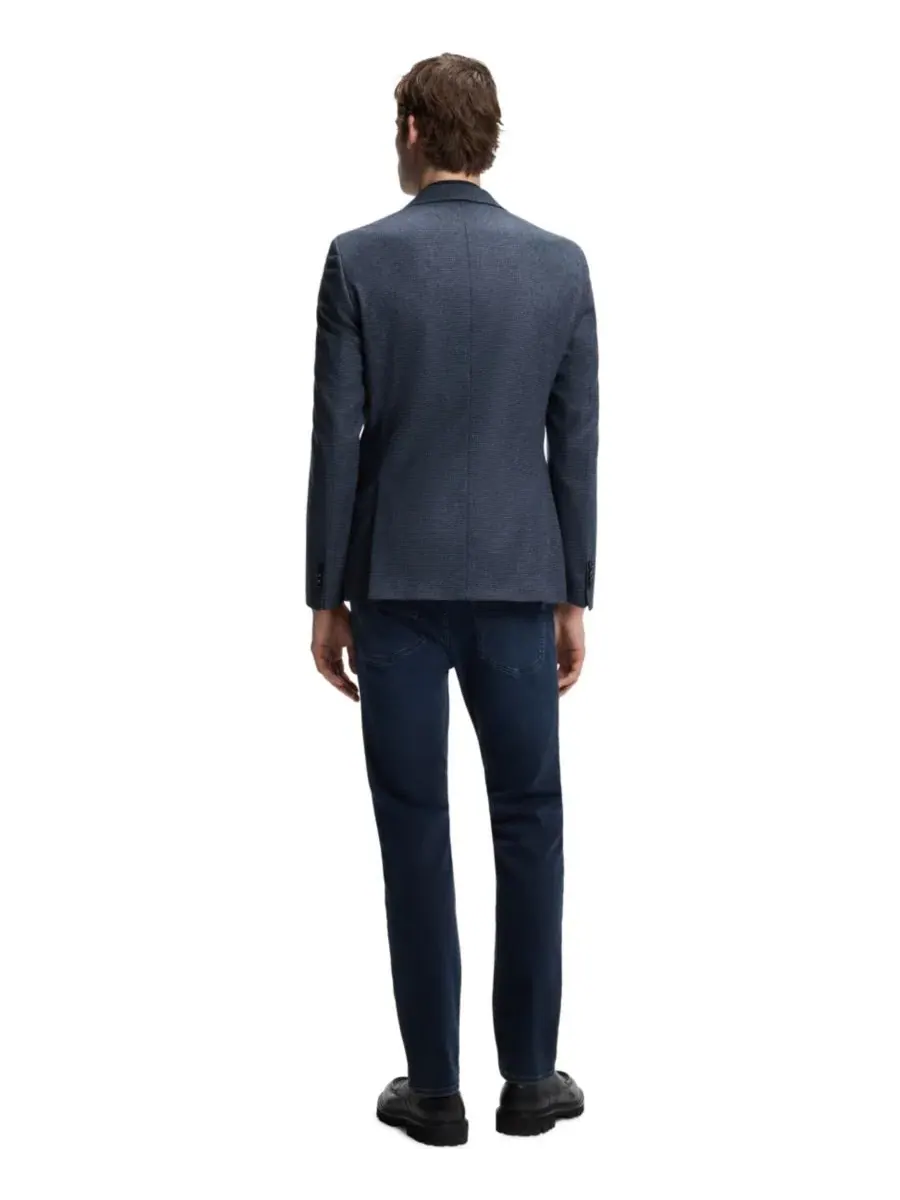 Пиджак с принтом Wool-Cashmere Slim-Fit Blazer Hugo Boss — изображение 3 из 6, синий