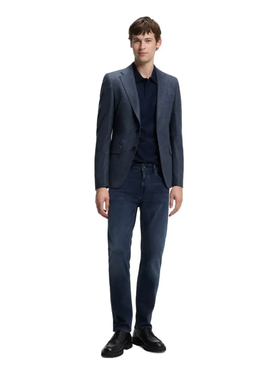 Пиджак с принтом Wool-Cashmere Slim-Fit Blazer Hugo Boss — изображение 4 из 6, синий