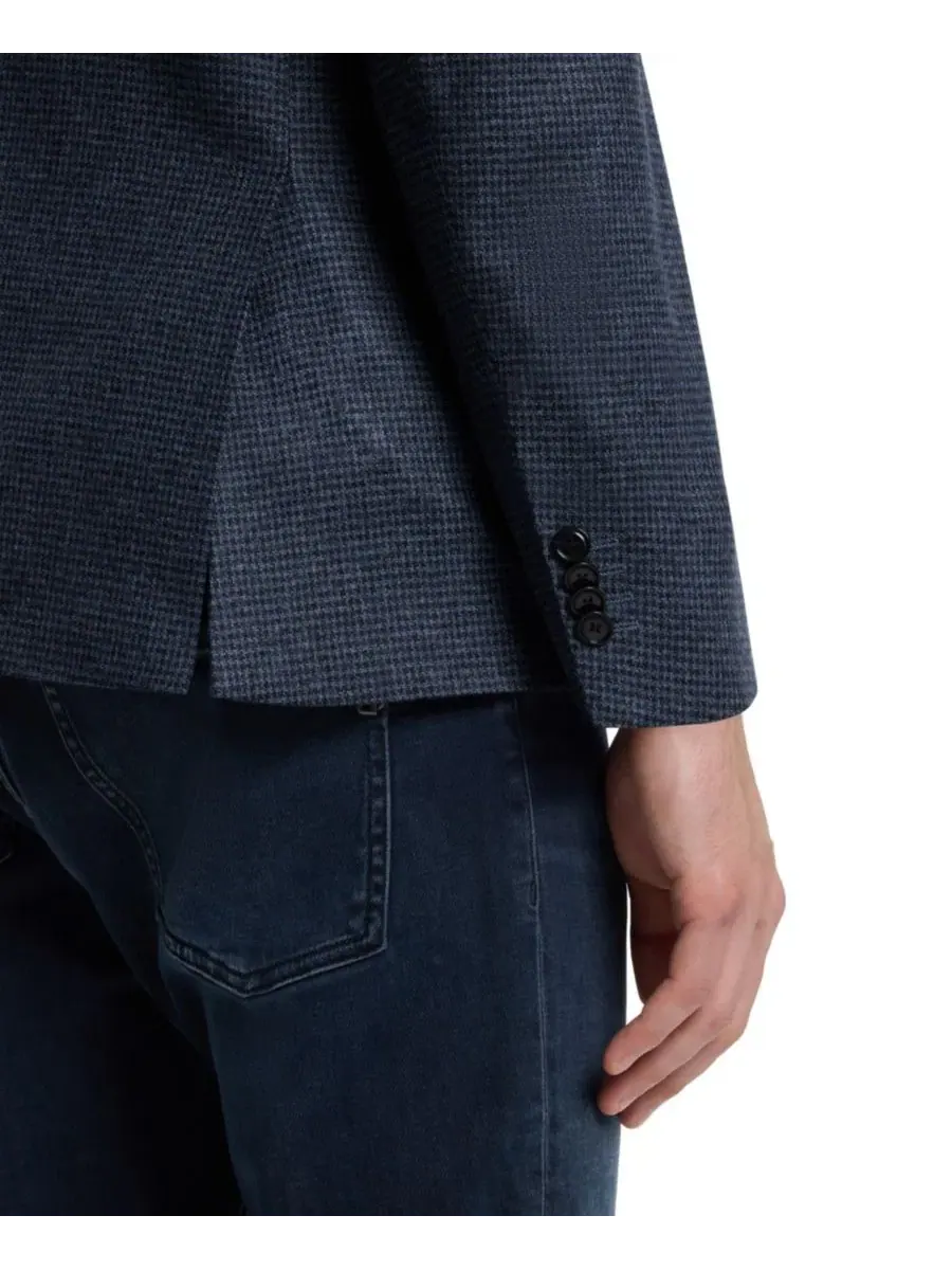 Пиджак с принтом Wool-Cashmere Slim-Fit Blazer Hugo Boss — изображение 6 из 6, синий