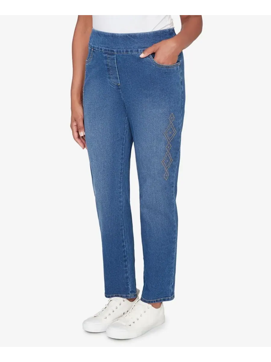 Женские джинсы Austin Geometric Heat Set Super Stretch Denim Alfred Dunner — изображение 2 из 5, индиго