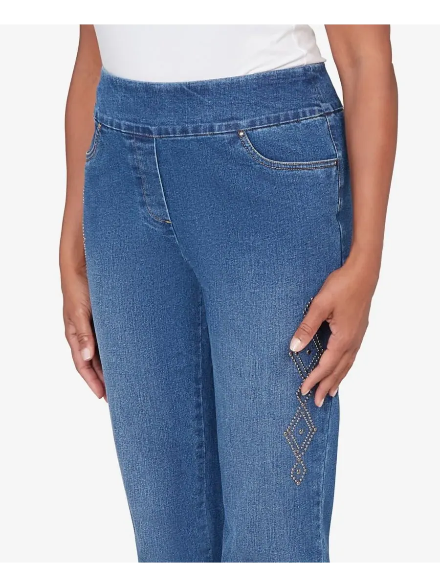 Женские джинсы Austin Geometric Heat Set Super Stretch Denim Alfred Dunner — изображение 3 из 5, индиго