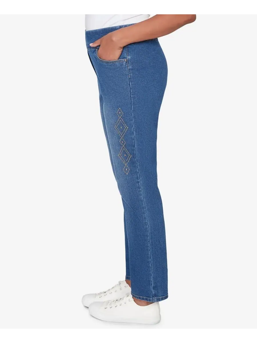 Женские джинсы Austin Geometric Heat Set Super Stretch Denim Alfred Dunner — изображение 4 из 5, индиго