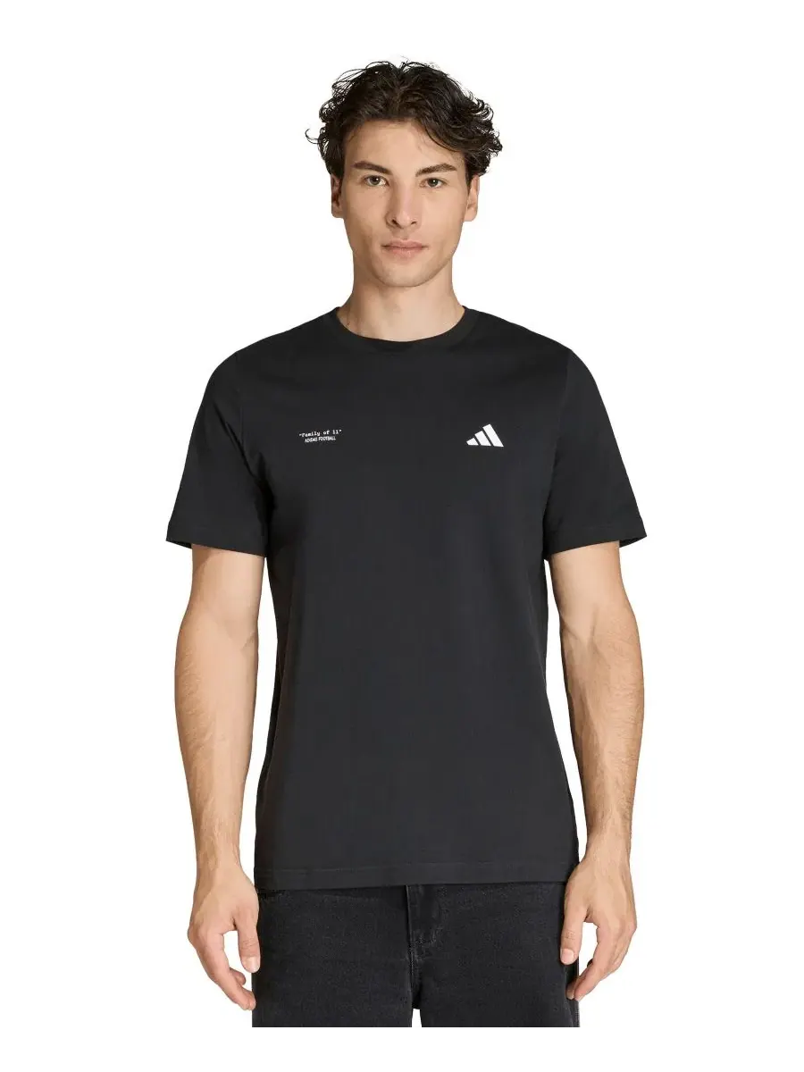 Футболка с графическим слоганом для мужчин на футбольную тематику Adidas — изображение 3 из 3, черный