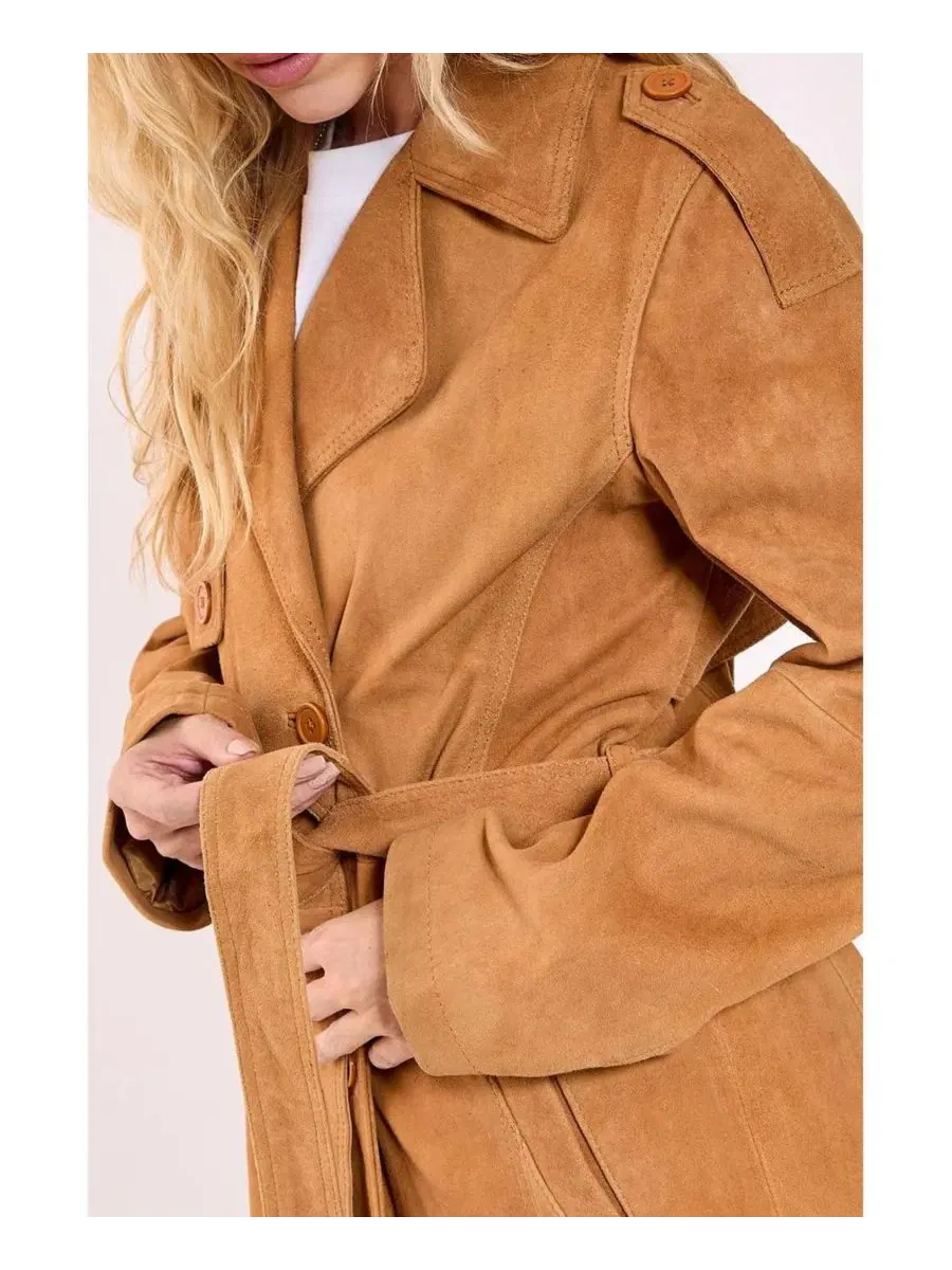 Женский тренч из натуральной замши Nasty Gal — изображение 8 из 8, бежевый