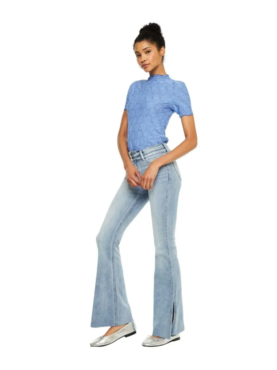 Женские джинсы Selena Mid Rise Double Waistband Flare Kancan — изображение 4 из 5, средняя отмывка