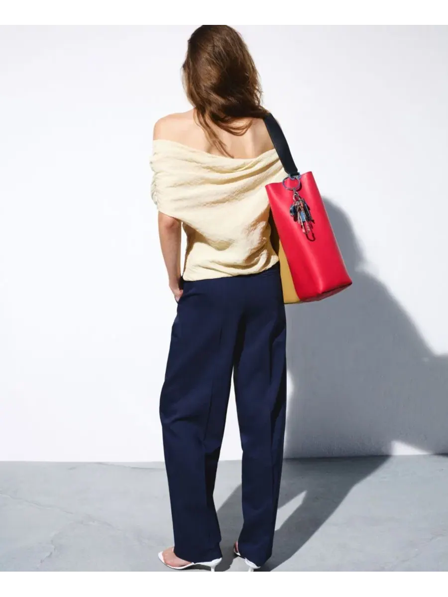 Женские прямые брюки с низкой посадкой (Selection Women's Straight Low-Rise Suit Pants) Mango — изображение 3 из 7, синий