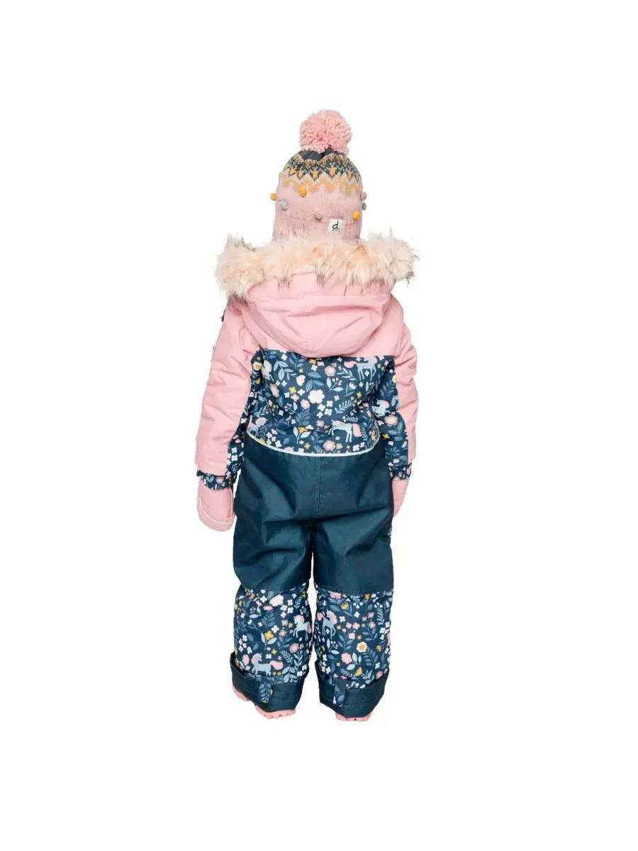 Детский комбинезон-снегокат с принтом единорога, модель Discover Deux par Deux — изображение 6 из 7, синий розовый