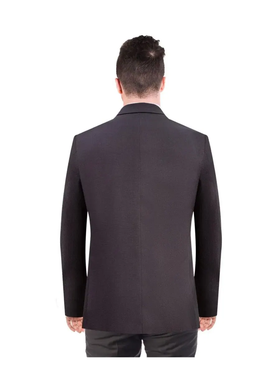 Мужской пиджак slim fit с однотонным дизайном Elie Balleh — изображение 3 из 5, черный