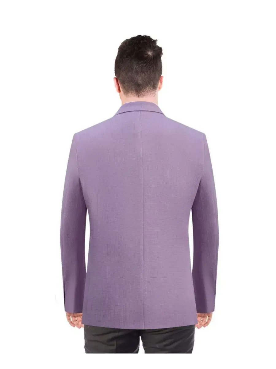 Мужской пиджак slim fit с твердым цветом Elie Balleh — изображение 2 из 5, фиолетовый