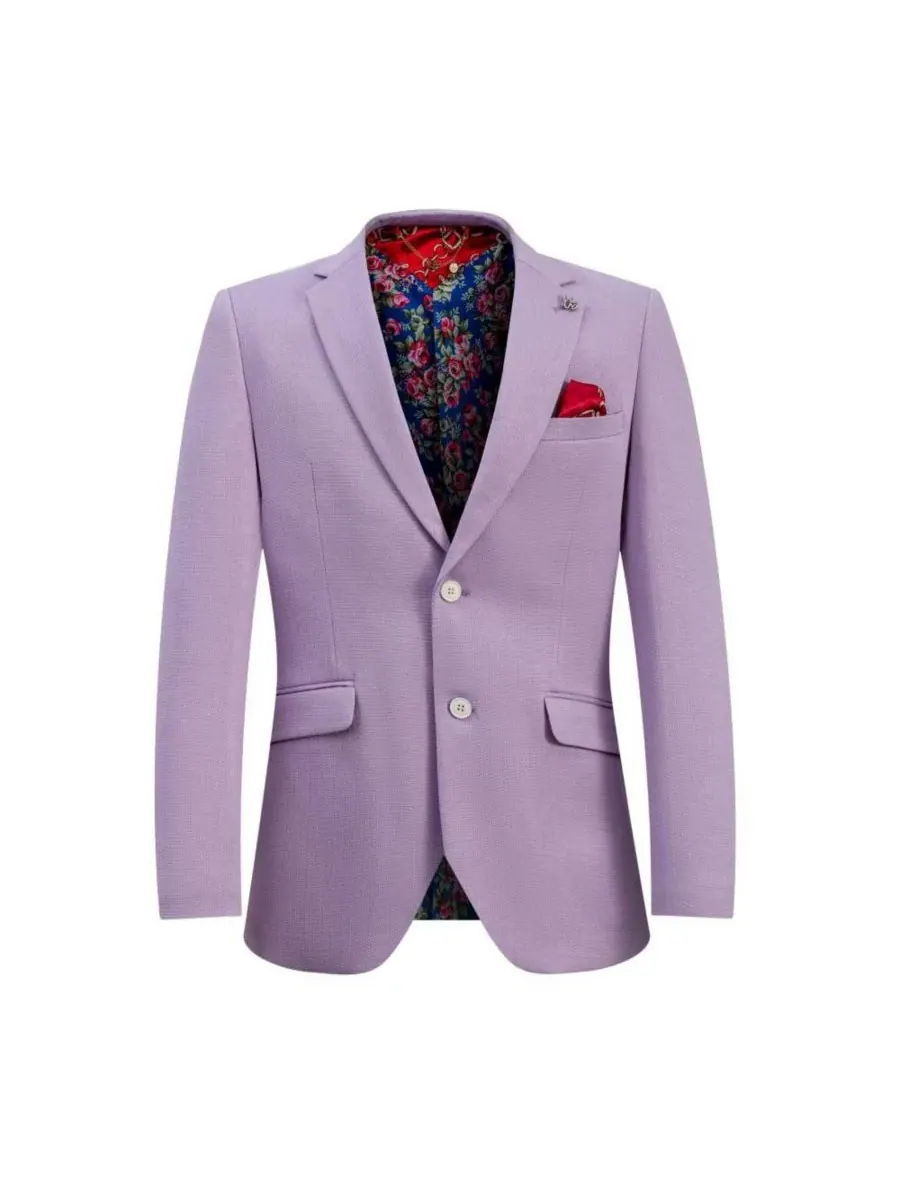 Мужской пиджак slim fit с твердым цветом Elie Balleh — изображение 3 из 5, фиолетовый