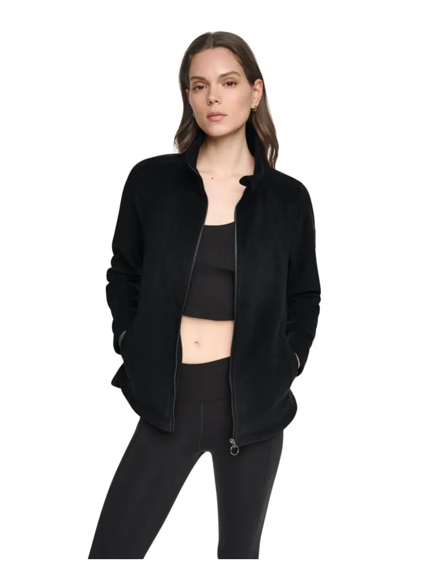 Куртка из флиса с изогнутым низом на молнии DKNY Sport — изображение 2 из 8, черный