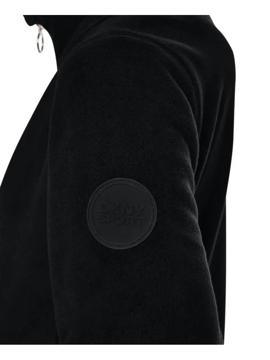 Куртка из флиса с изогнутым низом на молнии DKNY Sport — изображение 6 из 8, черный