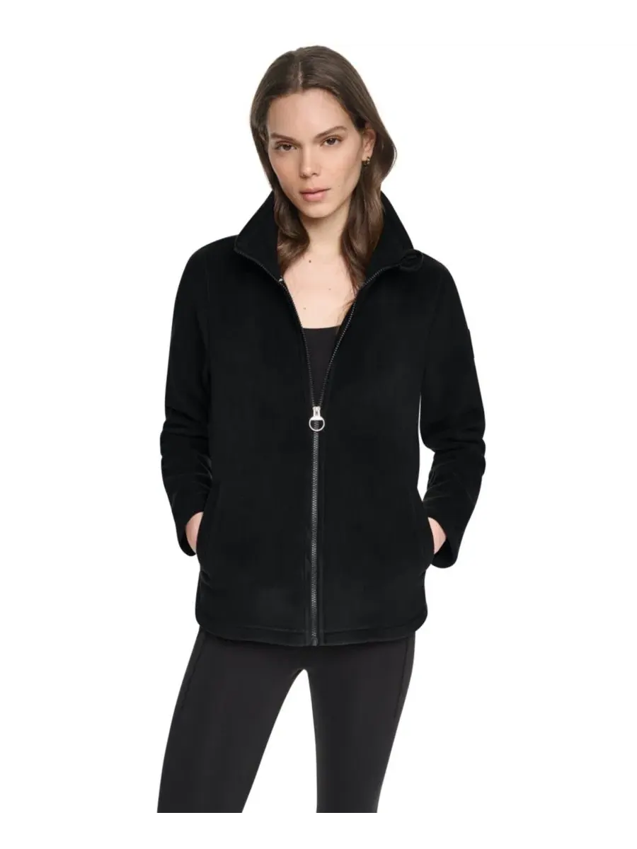 Куртка из флиса с изогнутым низом на молнии DKNY Sport — изображение 8 из 8, черный