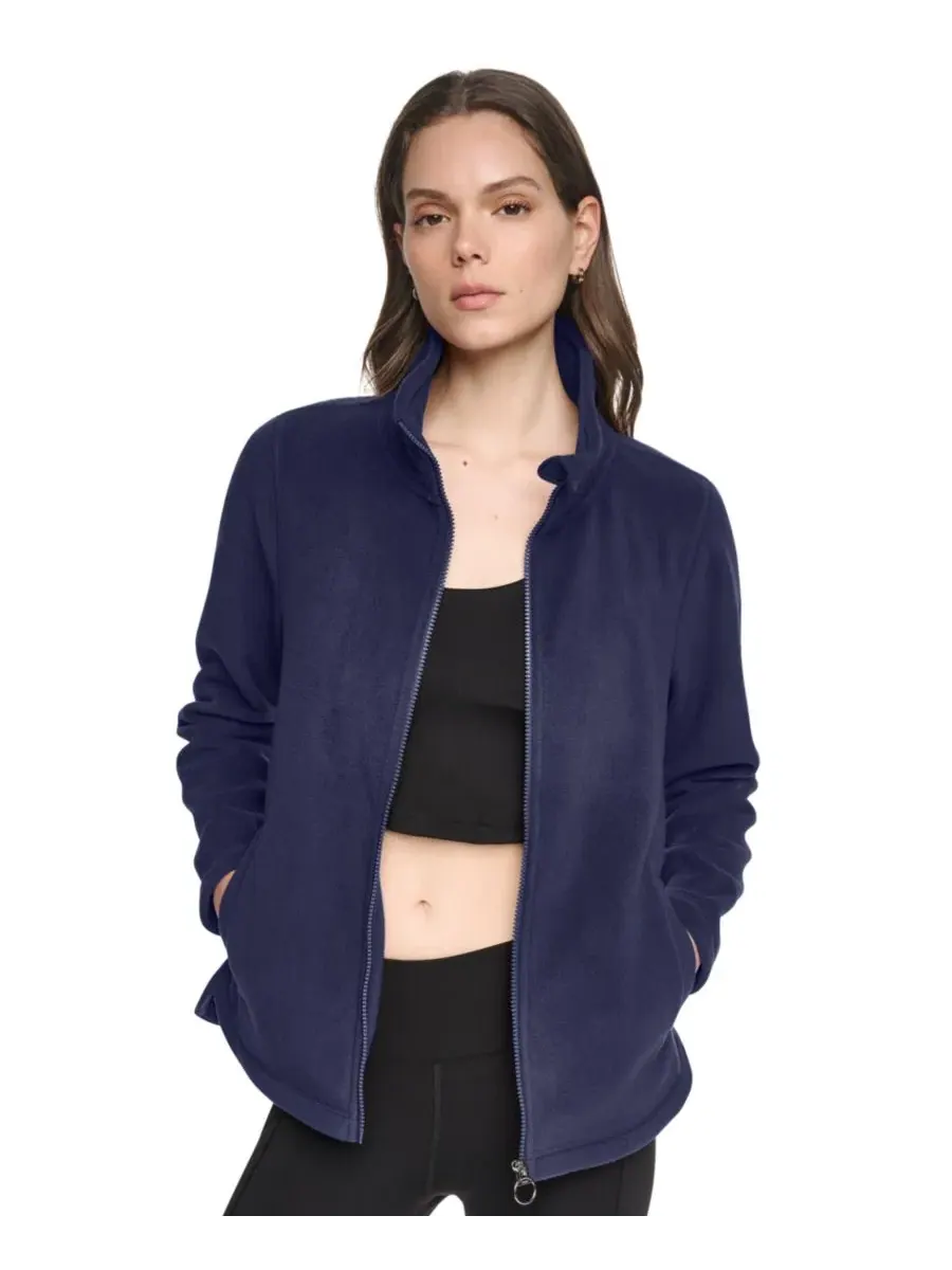 Женская куртка-бомбер из флиса с изогнутым низом DKNY Sport, Peacoat
