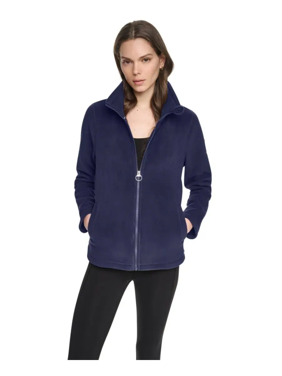 Женская куртка-бомбер из флиса с изогнутым низом DKNY Sport, Peacoat — изображение 2 из 8