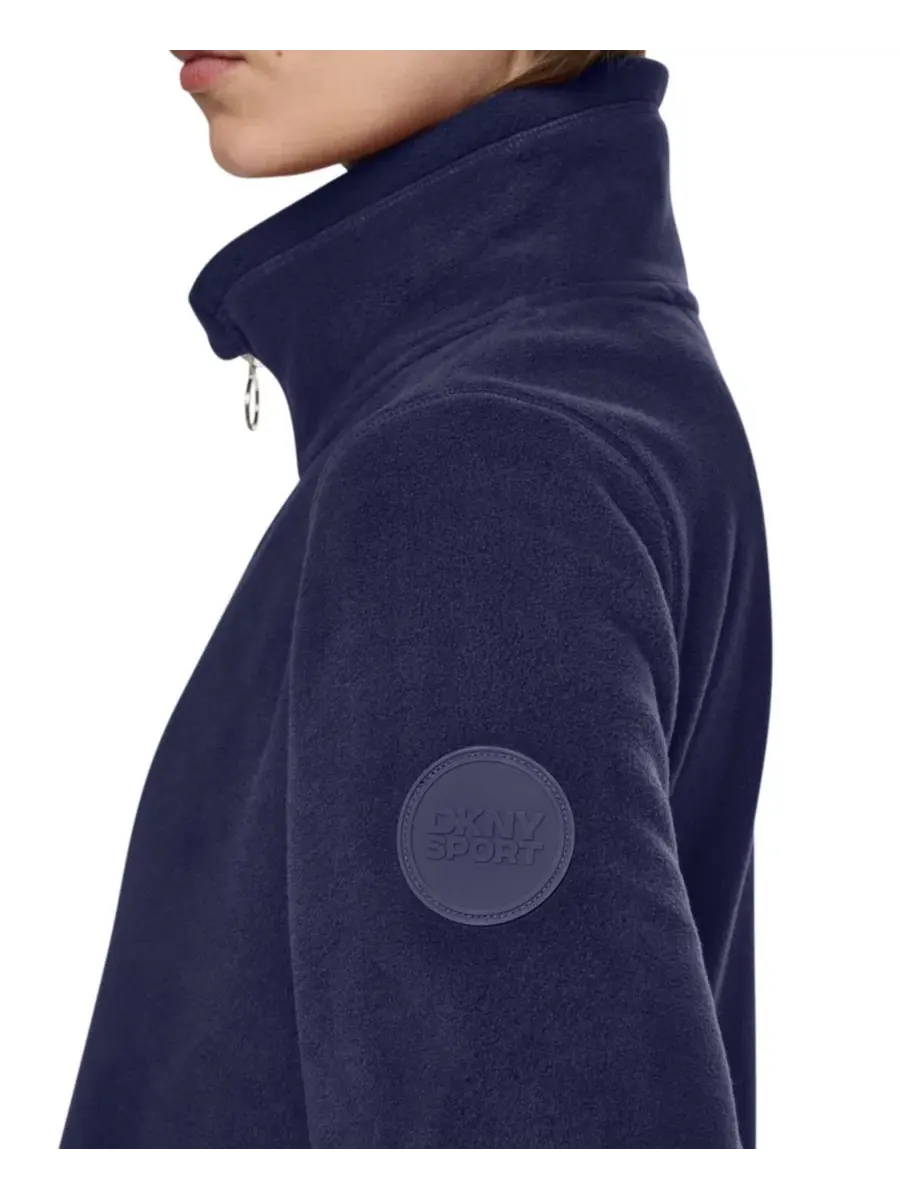 Женская куртка-бомбер из флиса с изогнутым низом DKNY Sport, Peacoat — изображение 6 из 8