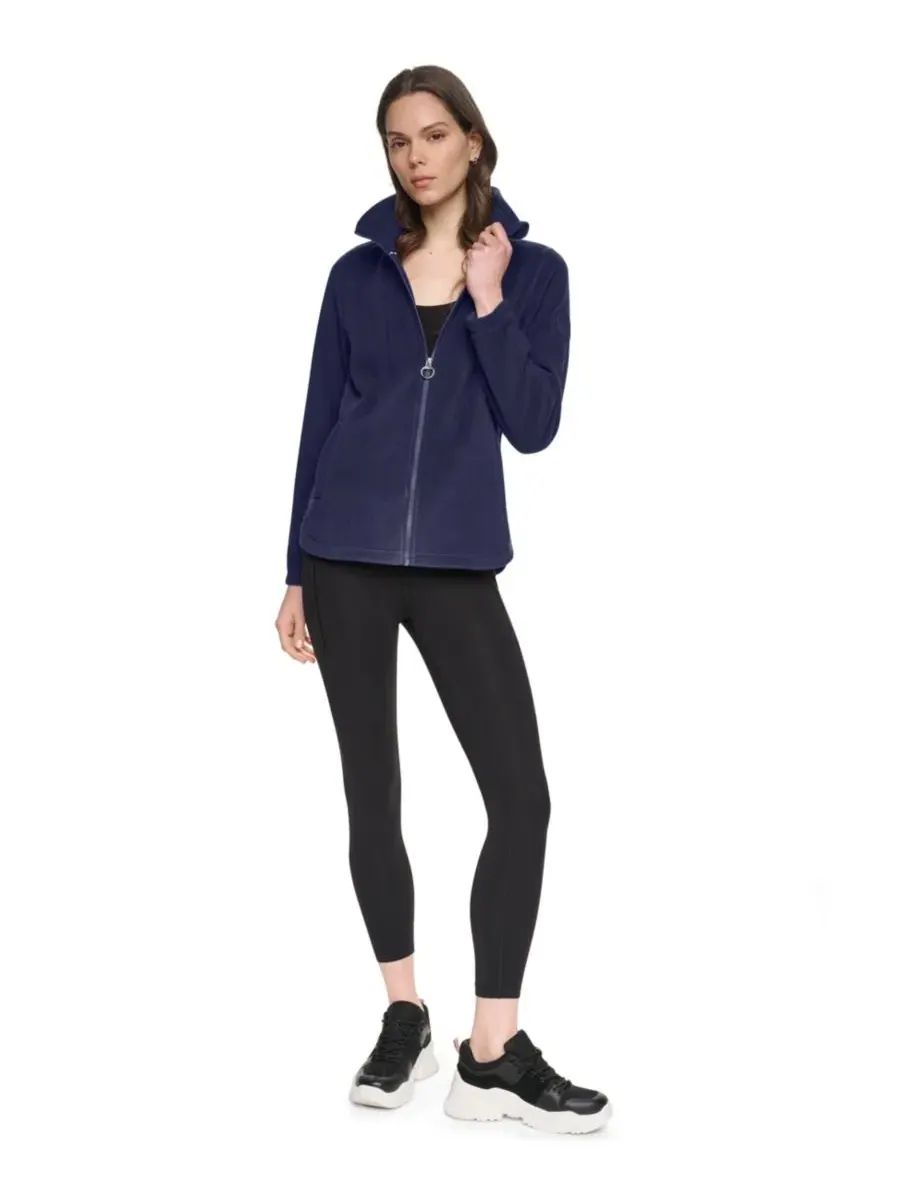 Женская куртка-бомбер из флиса с изогнутым низом DKNY Sport, Peacoat — изображение 7 из 8
