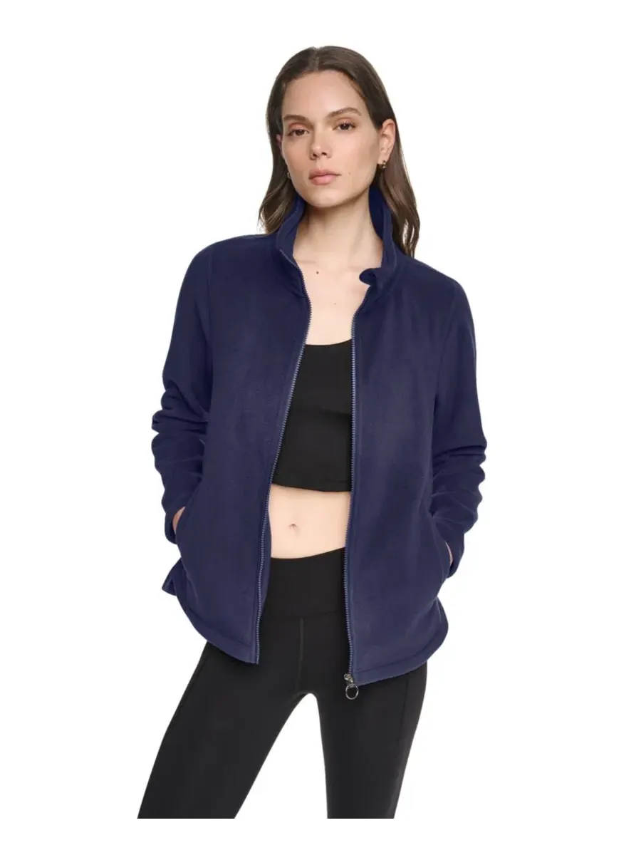 Женская куртка-бомбер из флиса с изогнутым низом DKNY Sport, Peacoat — изображение 8 из 8