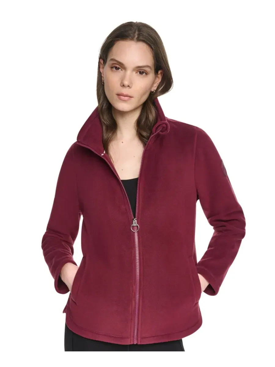 Женская куртка из флиса с изогнутым низом на молнии, модель Curved-Hem Zip-Up DKNY Sport — изображение 1 из 8, красный