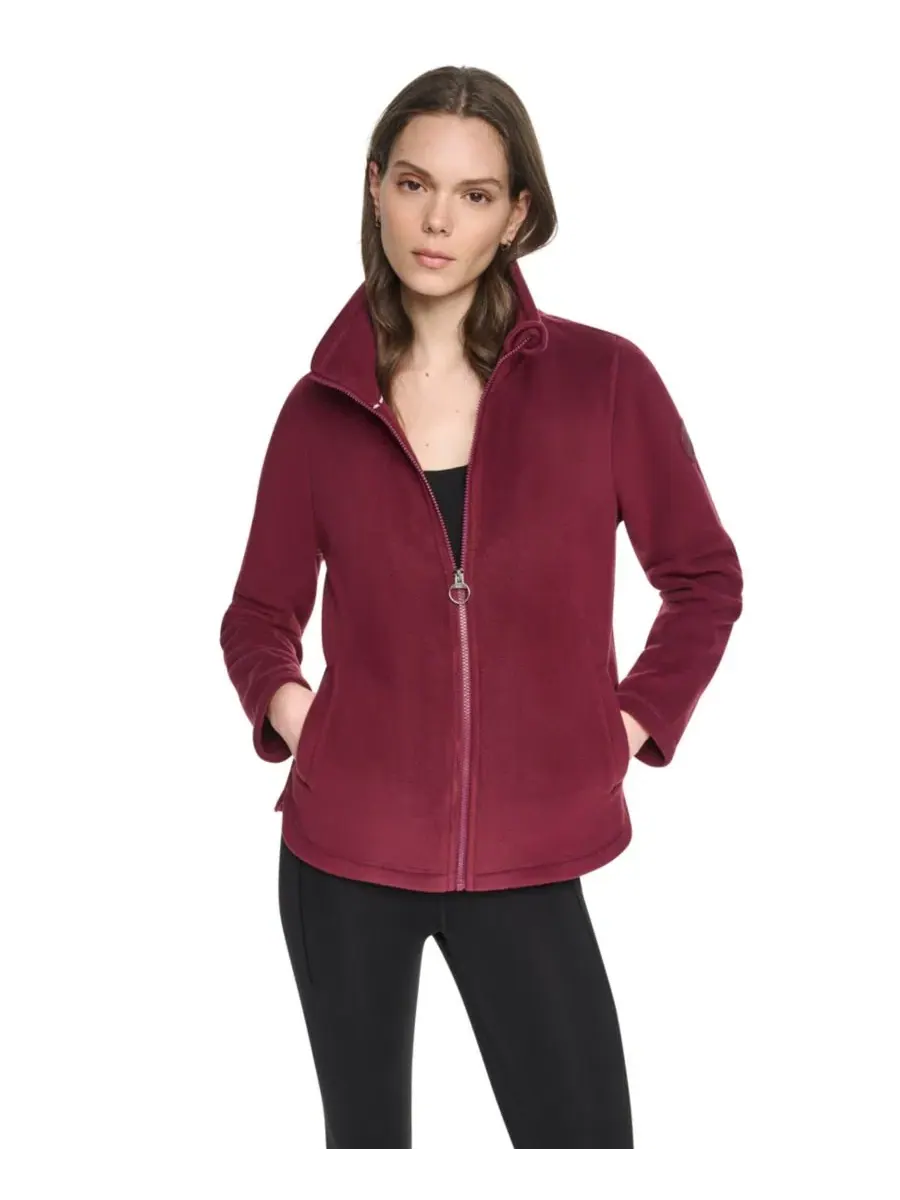 Женская куртка из флиса с изогнутым низом на молнии, модель Curved-Hem Zip-Up DKNY Sport — изображение 6 из 8, красный