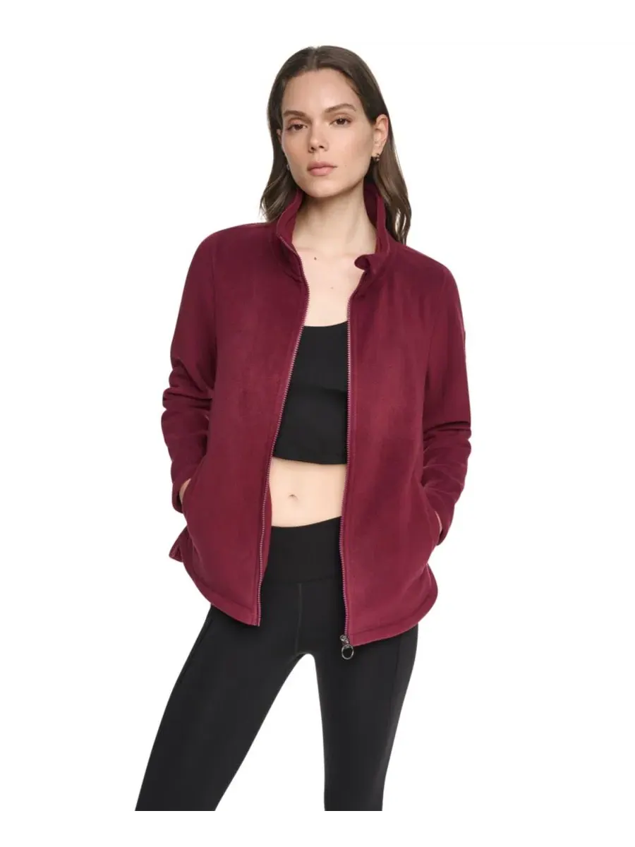 Женская куртка из флиса с изогнутым низом на молнии, модель Curved-Hem Zip-Up DKNY Sport — изображение 7 из 8, красный