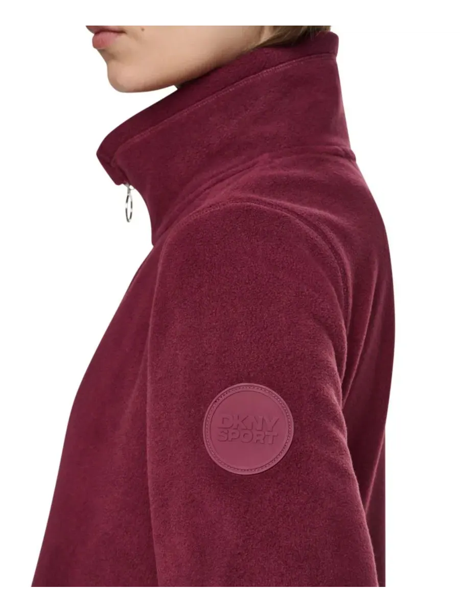 Женская куртка из флиса с изогнутым низом на молнии, модель Curved-Hem Zip-Up DKNY Sport — изображение 8 из 8, красный