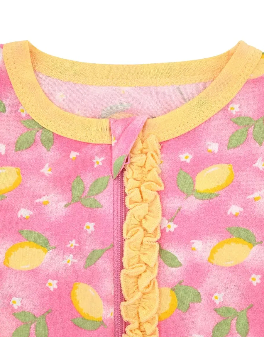 Комплект пижамы с головной повязкой Lemon Print Max & Olivia — изображение 2 из 4, розовый