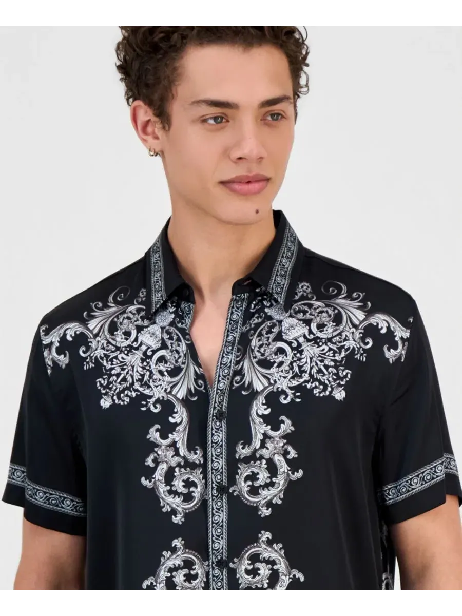Мужская рубашка с принтом Charm Regal Medallion GUESS — изображение 3 из 4, черный