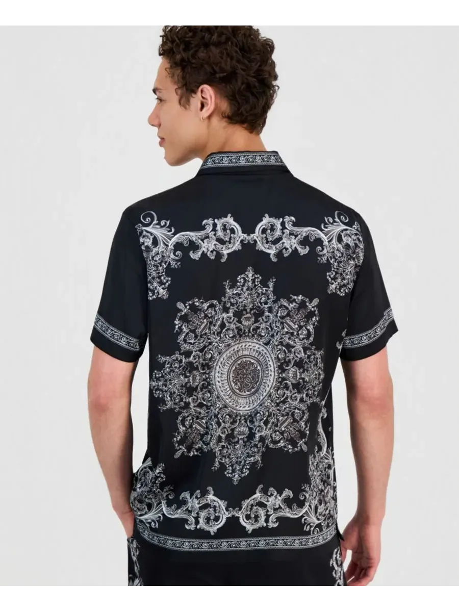 Мужская рубашка с принтом Charm Regal Medallion GUESS — изображение 4 из 4, черный