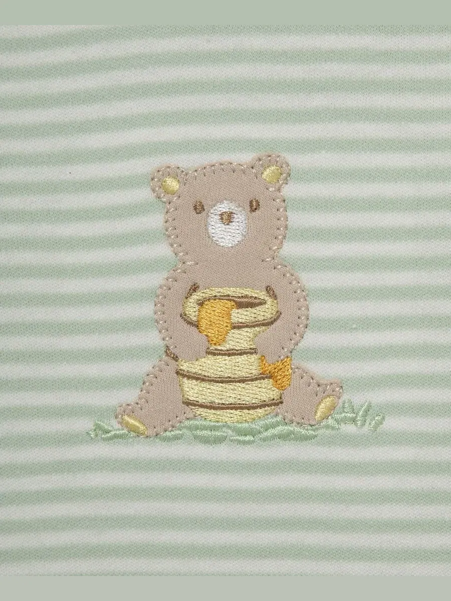 Комплект из 3 предметов: топ с длинным рукавом, ползунки и шапка с мишкой Little Me — изображение 4 из 5, зеленый