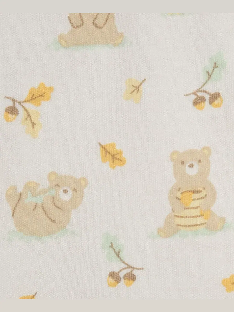 Комплект из 3 предметов: топ с длинным рукавом, ползунки и шапка с мишкой Little Me — изображение 5 из 5, зеленый