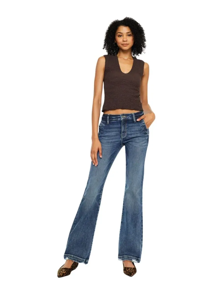 Джинсы-клеш с завышенной талией Delcie Mid Rise Bootcut KanCan
