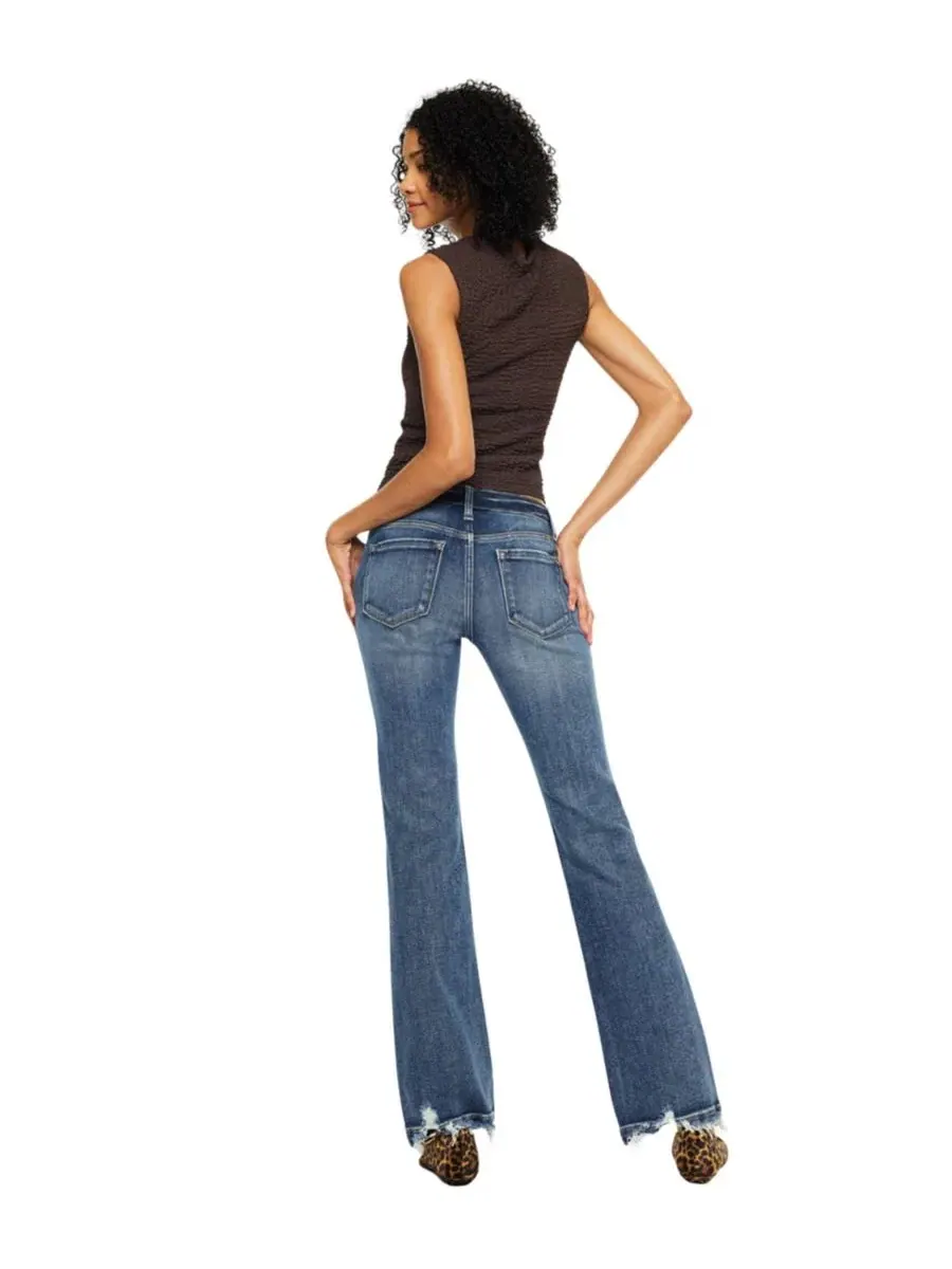 Джинсы-клеш с завышенной талией Delcie Mid Rise Bootcut KanCan — изображение 2 из 7, черный