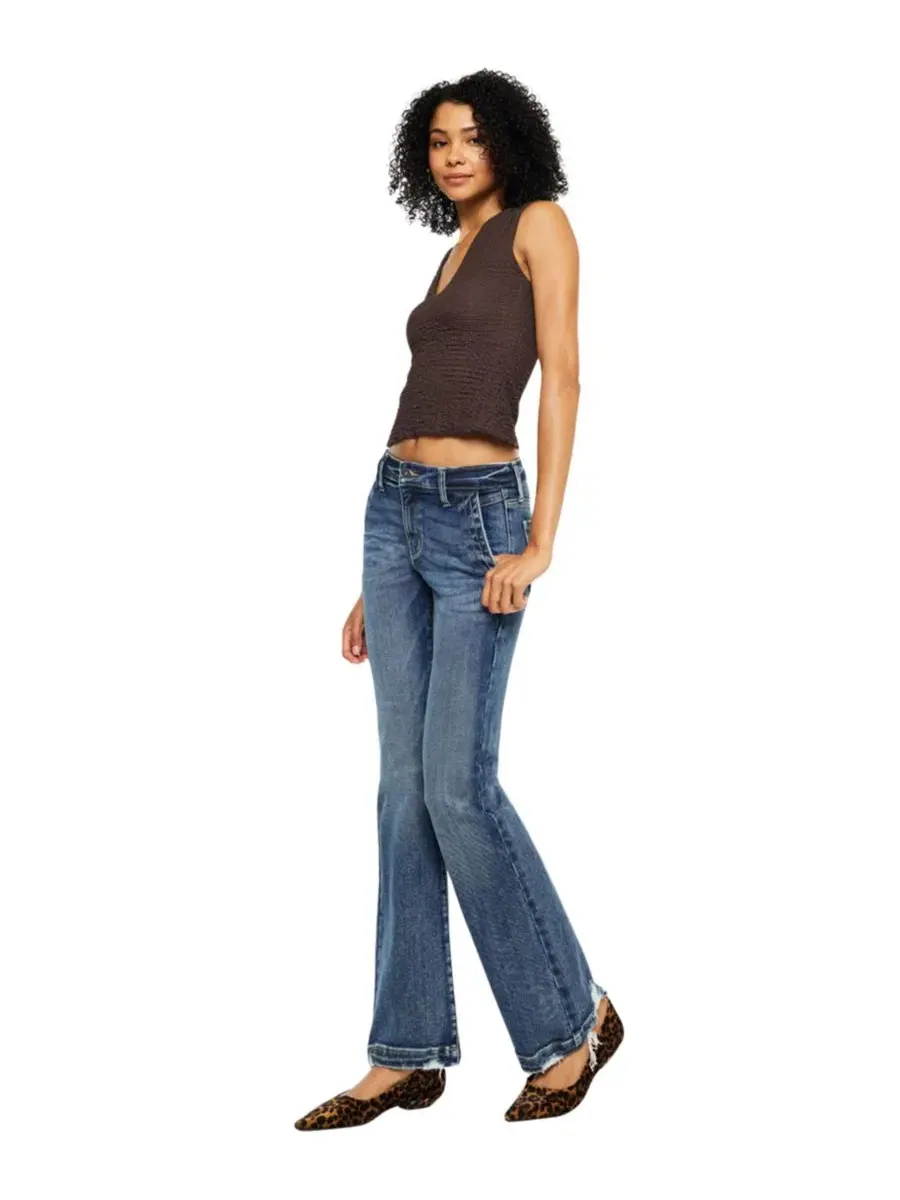 Джинсы-клеш с завышенной талией Delcie Mid Rise Bootcut KanCan — изображение 3 из 7, черный