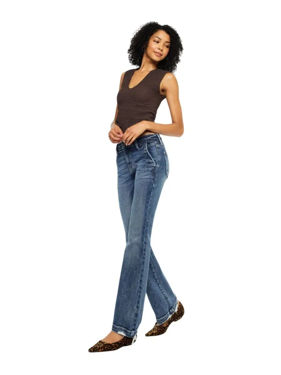 Джинсы-клеш с завышенной талией Delcie Mid Rise Bootcut KanCan — изображение 5 из 7, черный