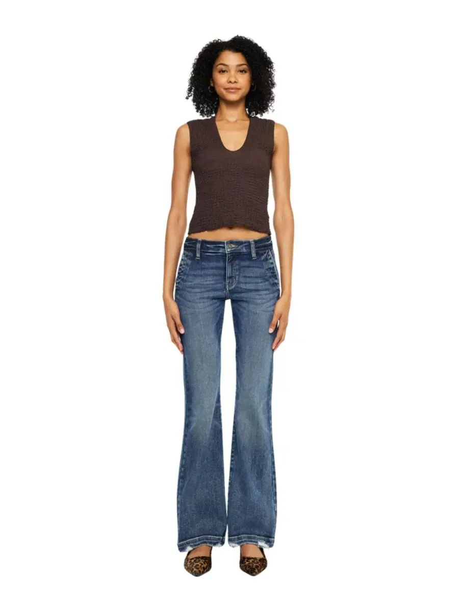 Джинсы-клеш с завышенной талией Delcie Mid Rise Bootcut KanCan — изображение 6 из 7, черный