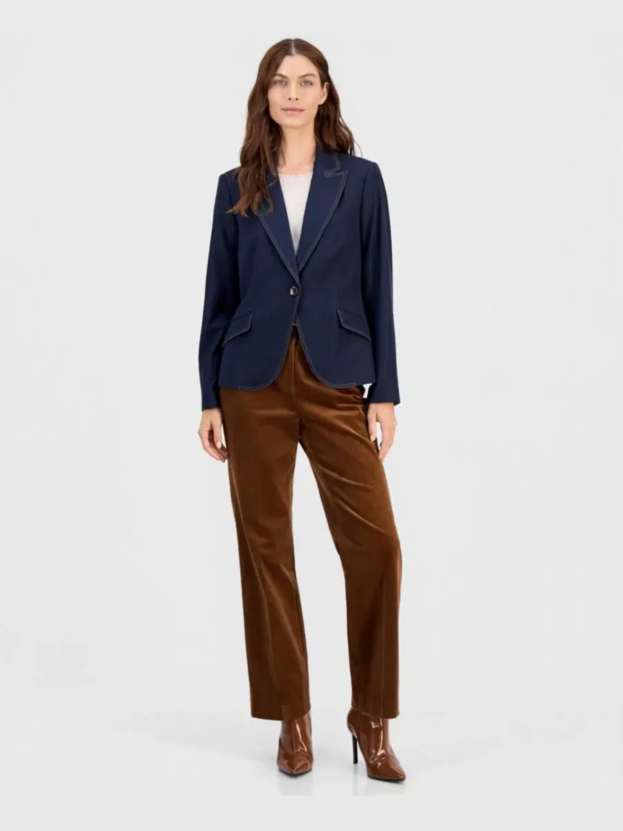Пиджак джинсовый на одной пуговице Petite Denim Single-Button Blazer Tahari ASL — изображение 3 из 4, темный джинсовый синий