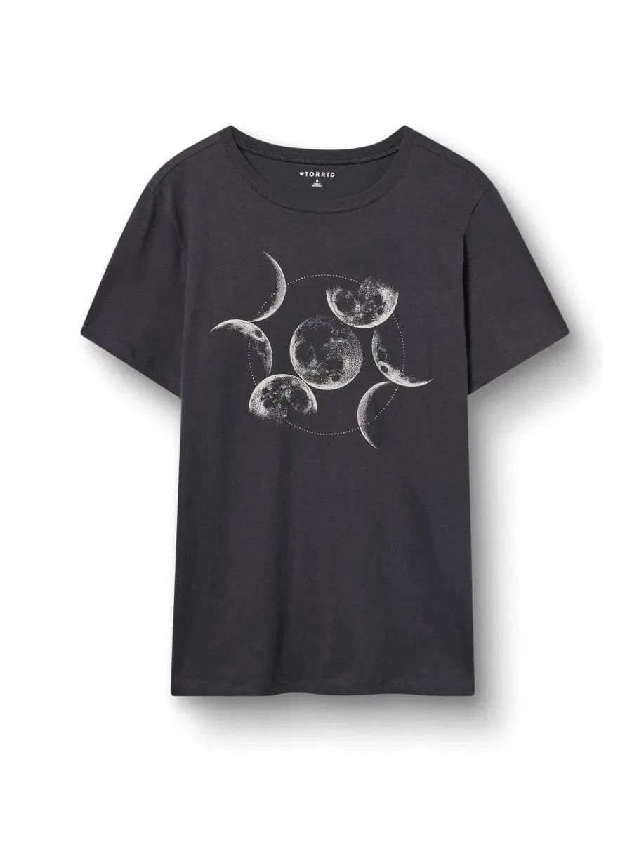 Футболка с длинным рукавом Heritage Jersey Crew Tee Torrid, Moon Circle Phases Obsidian — изображение 1 из 4