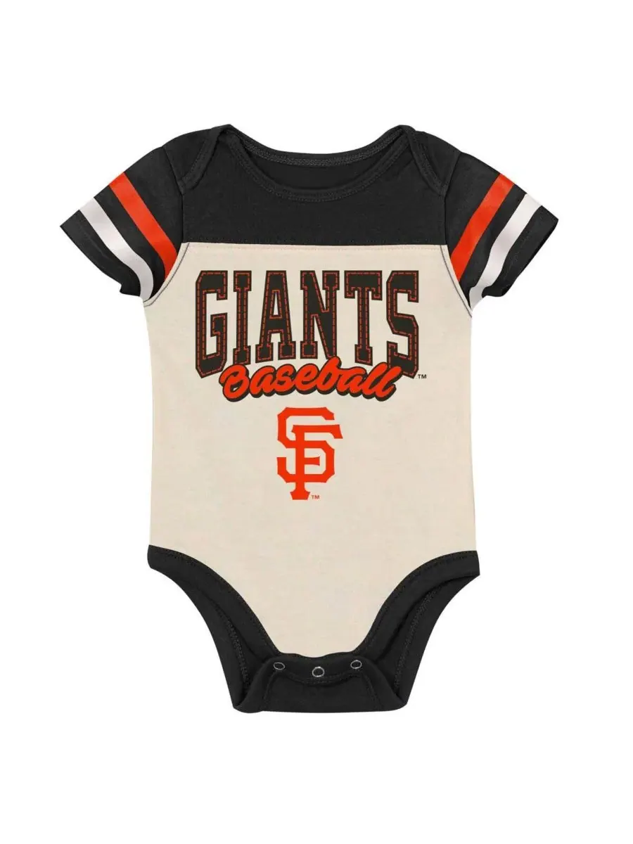 Комплект боди с нагрудником и пинетками San Francisco Giants Up One Outerstuff — изображение 2 из 4, белый черный