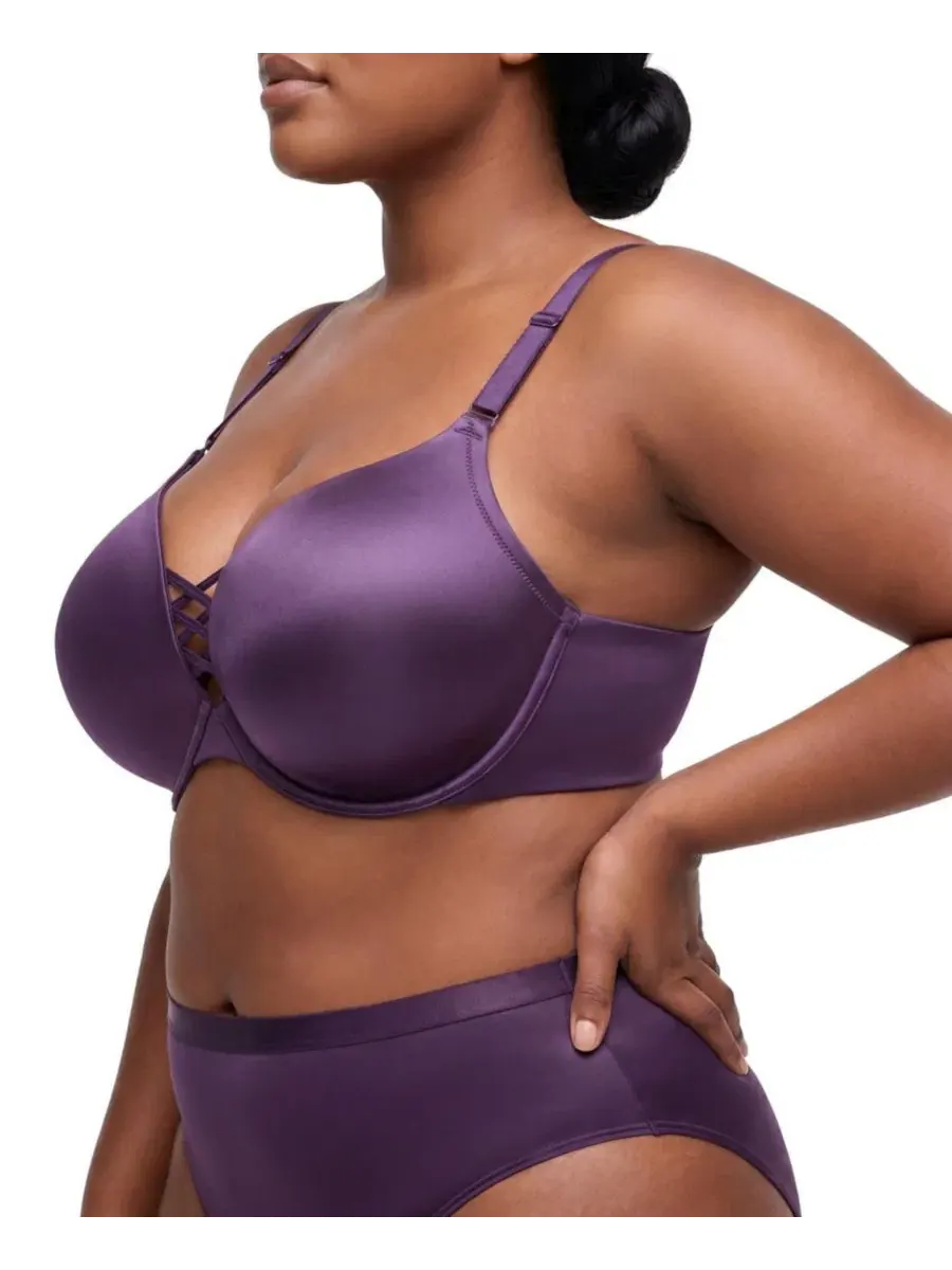 Бюстгальтер пуш-ап с перекрестным дизайном XO Plunge Shine Torrid — изображение 2 из 4, черная смородина