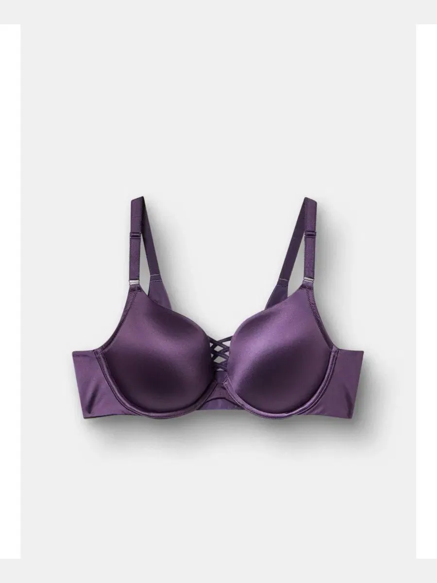 Бюстгальтер пуш-ап с перекрестным дизайном XO Plunge Shine Torrid — изображение 4 из 4, черная смородина