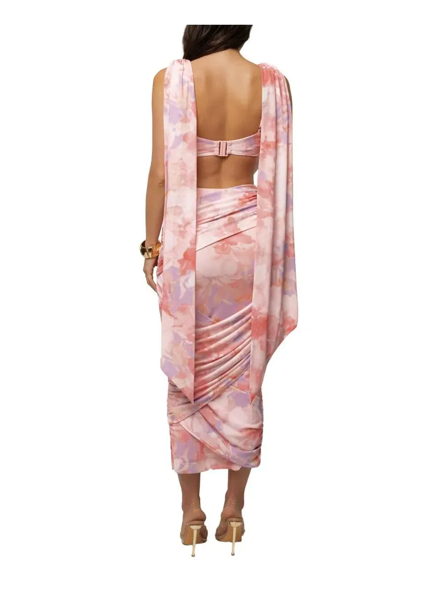 Комплект из топа и юбки с драпировкой, модель Bloom Divine Drape JLUXLABEL — изображение 3 из 10, розовый