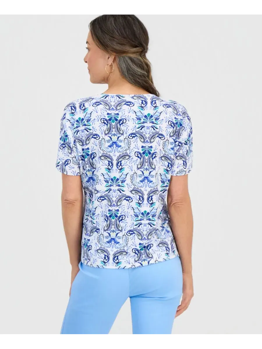 Блуза с ключевой горловиной Luca Paisley JM Collection — изображение 3 из 4, яркий белый