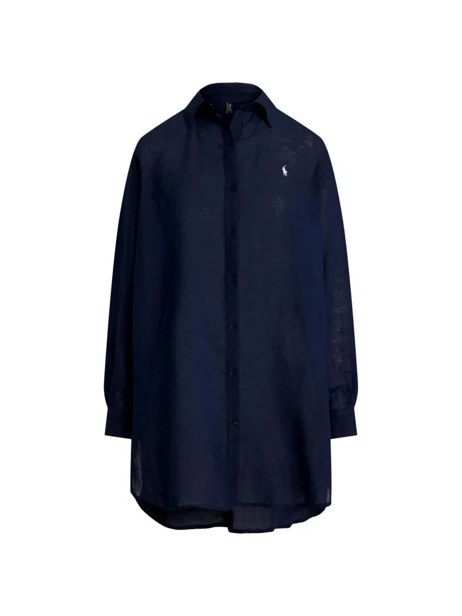 Пляжная рубашка-накидка с длинным рукавом Boyfriend Shirt Polo Ralph Lauren — изображение 4 из 4, темно-синий