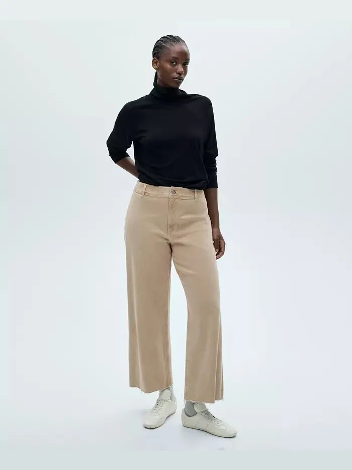 Женские джинсы Catherin Culotte с высокой талией MANGO — изображение 2 из 7, бежевый