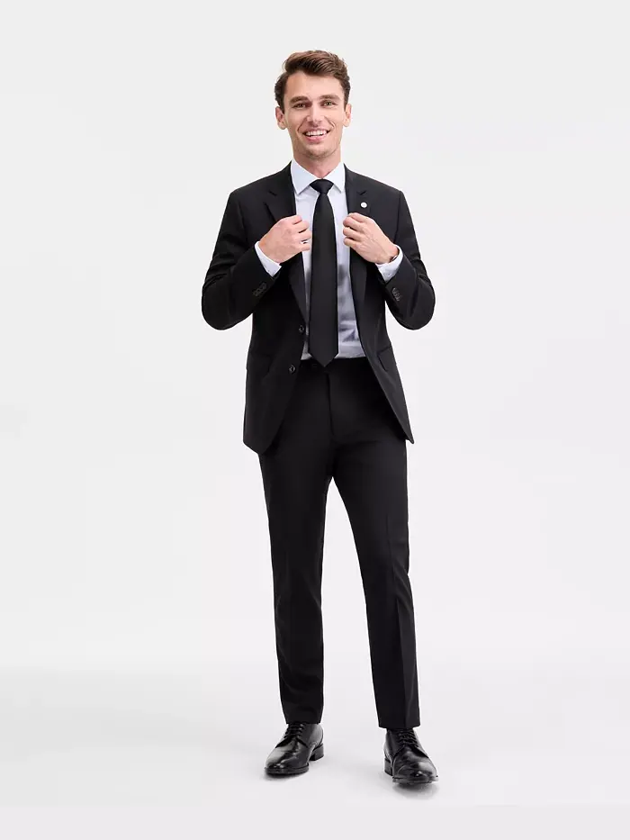 Мужской современный однотонный черный костюм из шерстяной смеси Ted by Ted Baker — изображение 4 из 7